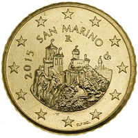 Сан-Марино 50 центов 2015 ГОД UNC в холдере