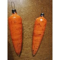 Елочная игрушка морковь СССР, стекло