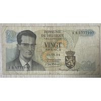 Банкнота 20 франков 1964 год. Бельгия. С рубля без МЦ.