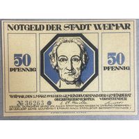 Нотгельд 50 пфеннигов 1921 год. Веймар. Веймарская республика