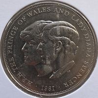 Великобритания 25 пенсов 1981 г. Свадьба Принца Чарльза и Леди Дианы. В холдере