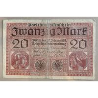 Германия рейхсбанк, 20 марок 1918 г., Ro.55	DEU-62, X.#7. Серии A - Z.