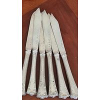 С 1 РУБЛЯ ! НАБОР 6 НОЖЕЙ СЕРЕБРО 238 гр КЛЕЙМА РАЗНЫХ СТРАН 1900 годы