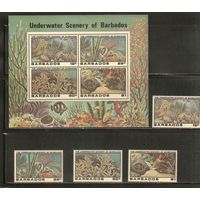 Барбадос-1980(Мих.514-517,БЛ.14) , ** , Морская  Фауна, Рыбы,(полная серия)