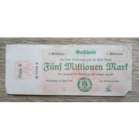 Werty71 Германия 5 миллионов 5000000 марок 1923 Гладбах  5 000 000 банкнота гроссгельд