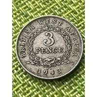 Британская Западная Африка 3 пенса 1943 г