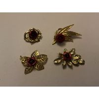 Брошь Красная Роза эмаль Германия винтаж