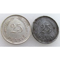 Финляндия, 2 монеты 25 пенни 1921, 1944 гг. состояние XF