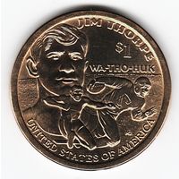 1 доллар США 2018 год Сакагавея Джим Торп "Уа-То-Хак" двор D _состояние UNC