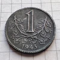 1 крона 1943 года.Протекторат Богемии и Моравии.