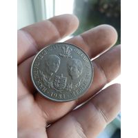 Остров Святой Елены 25 пенсов (pence) 1981 свадьба принца Чарльза и леди Дианы медно-никелевый сплав