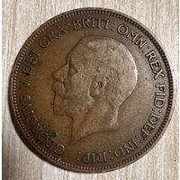 Монета 1 пенни 1930 год. Великобритания. Король Георг V. С рубля без МЦ.