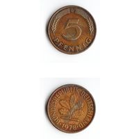5 пфеннигов Германия 1978 года(D)