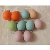 Яйца декоративные, разноцветные и  подвесные 10 штук