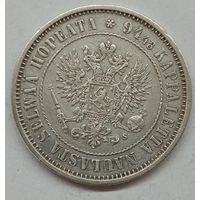 Финляндия 1 марка серебро 1874г S