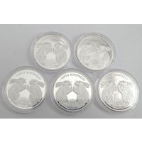 1oz Серебро, Беларусь 2014г. ( 5 монет )