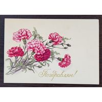 Открытка Поздравляю, 1987 г, двойная, чистая