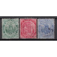 168.BrK. Великобритания. Колонии. Сент Китс и Невис. Национальные мотивы. Стандарт. 1907 г. 1/2p., 1p., 2 1/2p. Mi.##11/14/17.
