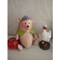 Ёжик куколка ручной работы из текстиля высота 22 см ручки и ножки подвижны