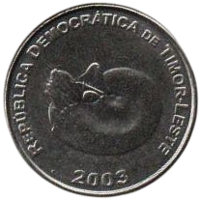 Демократическая Республика Восточный Тимор. 1 сентаво 2003. UNC. Фауна. Наутилус.