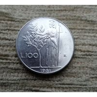 Werty71 Италия 100 лир 1981 Минерва стоит с оливковым деревом