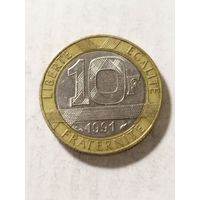 Франция 10 франков 1991