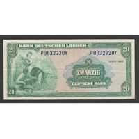 Германия ФРГ 20 марок 1949 года. Тип Р-17а. Состояние XF+