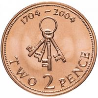 Гибралтар 2 пенса, 2004 300 лет захвату Гибралтара UNC