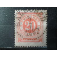 Швеция, 1886. Стандарт. Надпечатка почтового рожка на обороте