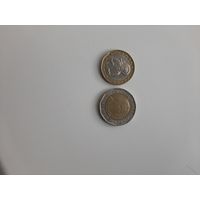 2 монеты биметалл 1 и 2 Лева Болгария