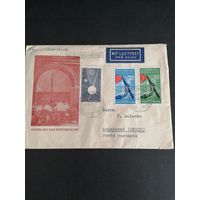 ГДР 1957 Конверт с марками серии "40 лет Октябрьской революции в России" (гашение) Mi.601-602 каталог 1.00 евро