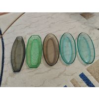 Селедочница СССР цветное стекло 5 шт одним лотом