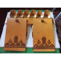 Деревянные ложки с досками, набор для подвешивания СССР