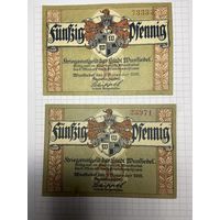 Нотгельды 50-50 пфеннигов (Германия Веймарская республика). -2612