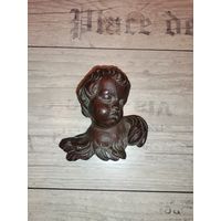 Винтажный, настенный барельеф в виде головки Ангела-Путти.