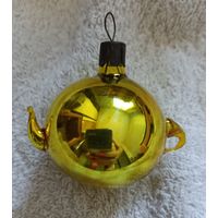 Ёлочная игрушка, стекло, чайник