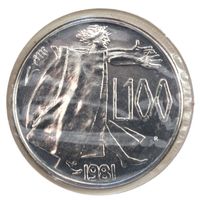 Сан-Марино 100 лир 1981 год "Мир"