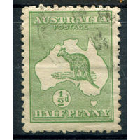 Австралия - 1913г. - карта и кенгуру, 1/2 P - 1 марка - гашёная [Mi 4]. #3-WB-65-B-1