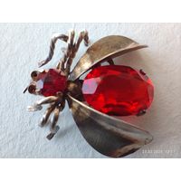 Муха серебро СССР в позолоте