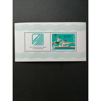 Польша 1990 Блок Mi.111 с маркой и купоном "XXIII чемпионат мира на каноэ в Познани (Pozen)" (чистый**) Mi.3280 каталог 5.00 евро