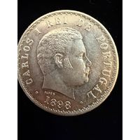 500 реалов 1898г.  Португалия. Серебро 917пр.