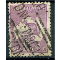 Австралия - 1913г. - карта и кенгуру, 9 P - 1 марка - гашёная [Mi 12]. #3-WB-65-B-1