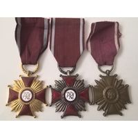 Комплект крестов PRL . Золотой. Серебряный. Бронзовый. Крест Заслуг, Польша.