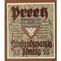 Нотгельд , 25 пфеннигов, Прец, 1921 год. Веймарская республика