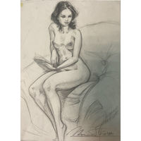 "Обнаженная с книжкой" рисунок большой а2 формата