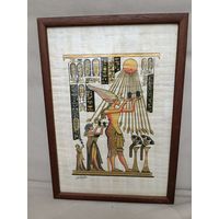 Пано из натурального пергамента в рамке под стеклом. Египет