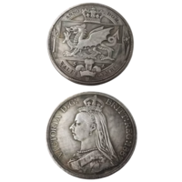 КОПИЯ 5 шиллингов 1887 Великобритания Дракон - флаг Уэльса