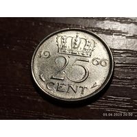 Нидерланды 25 центов 1966