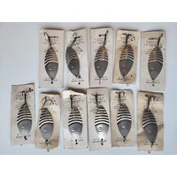 Блесна ВОЛГА МАЛАЯ "Военохот номер 4" СССР, клеймо. Родная подложка. СССР