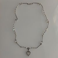 Колье винтажное. Белый металл. Аврора Бореализ. Фианиты. 60 см.